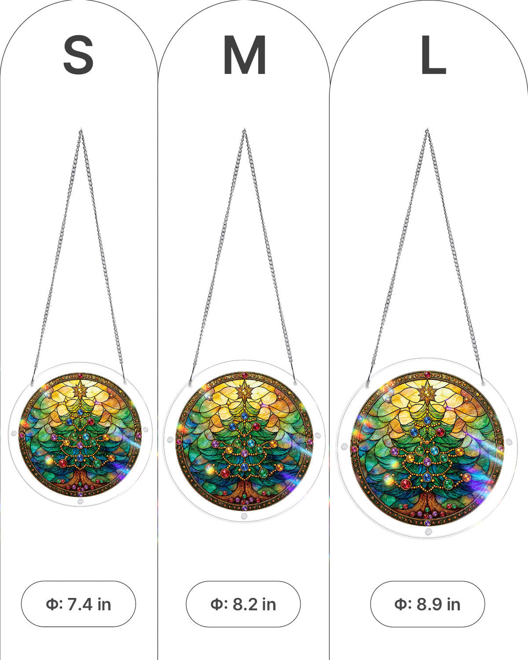 Jeweled Christmas Tree Light Suncatcher-Acrylic Window Art