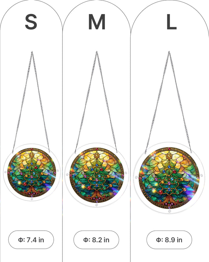 Jeweled Christmas Tree Light Suncatcher-Acrylic Window Art