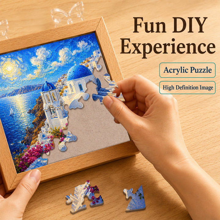 Acrylic Puzzle Night Light - Santorini Sunlight