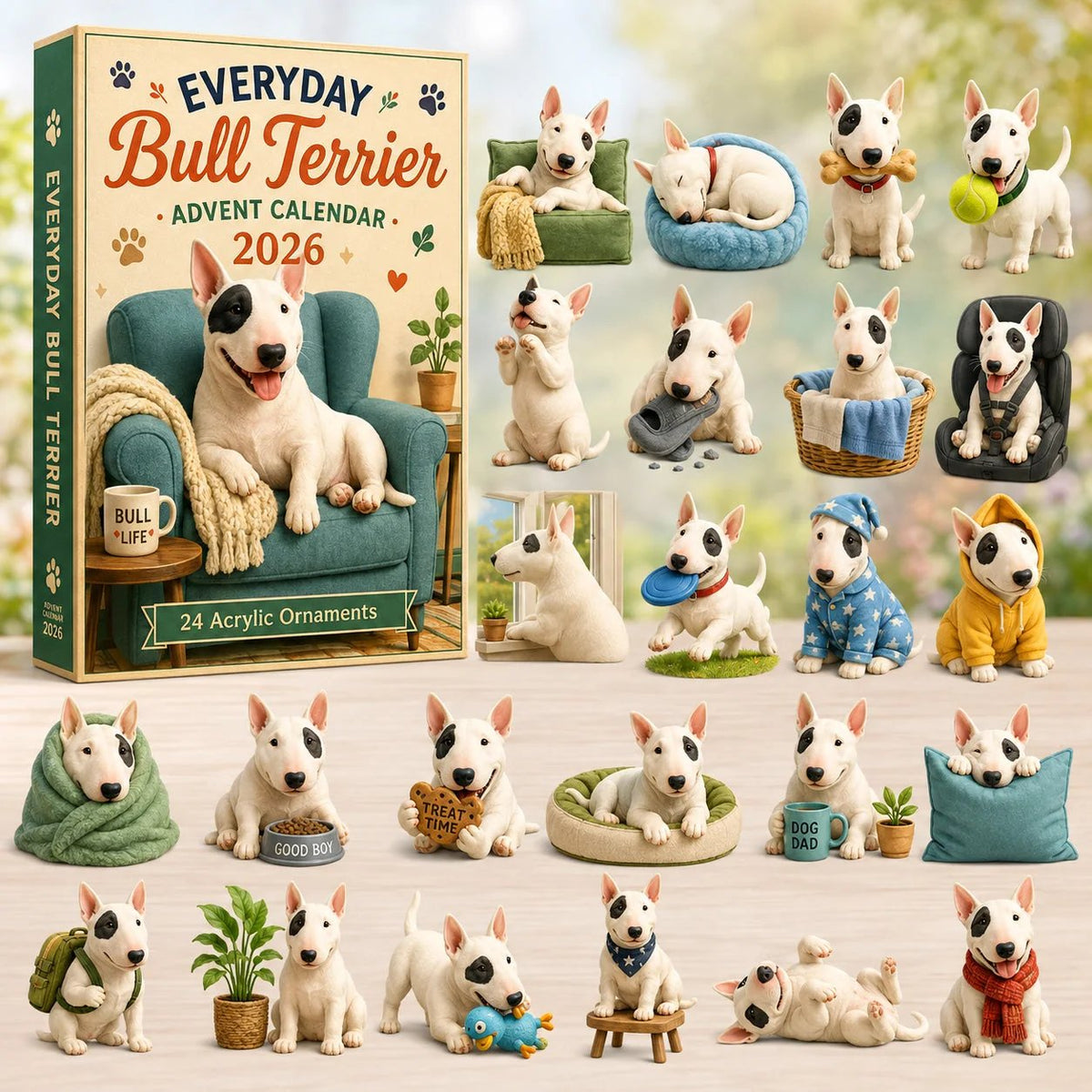 Everyday Bull Terrier Advent Calendar 2026 - 24-Day  2D Festive Countdown