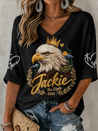 Women'S V-Neck Retro Forever Free Jackie Print T-Shirt