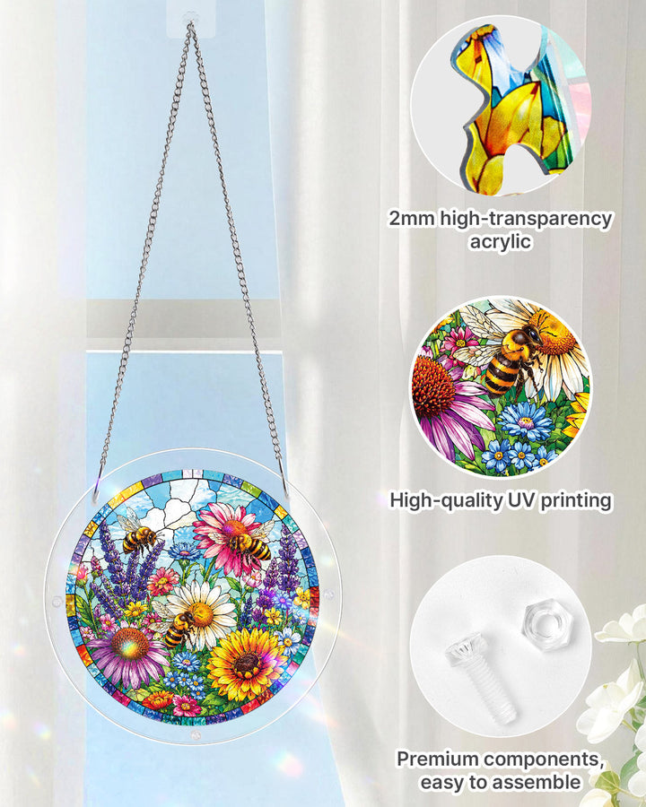 Bee Garden Bloom Light Suncatcher-Acrylic Window Art