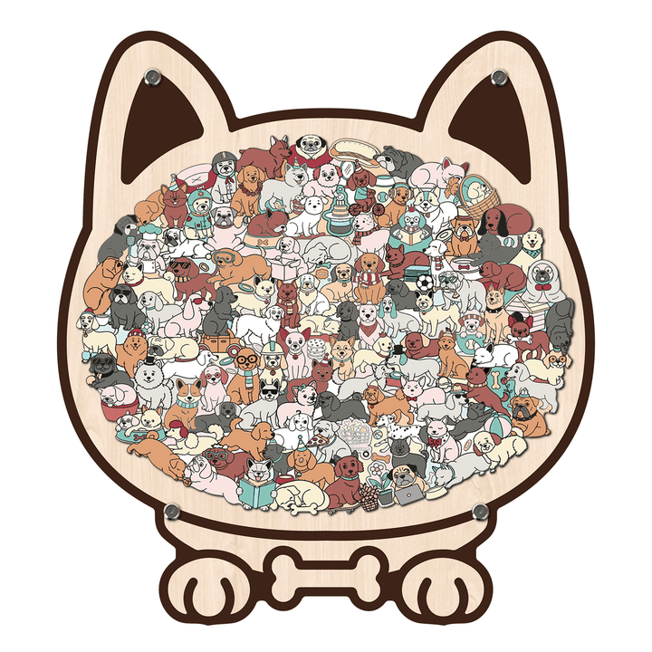 Morandi-Colored Cat/Dog Shaped Wooden Jigsaw Puzzle