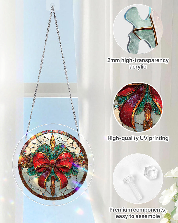 Christmas Bow Light Suncatcher-Acrylic Window Art