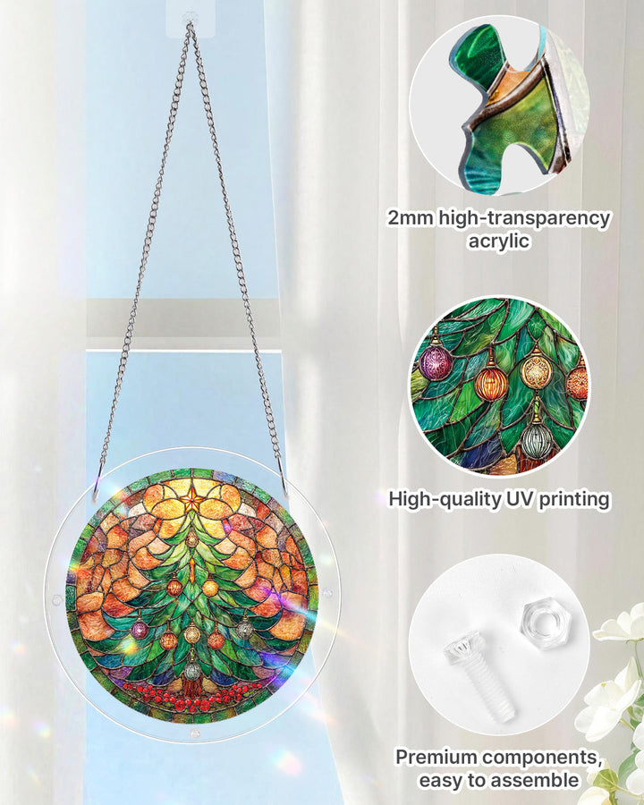 Christmas Glow Tree Light Suncatcher-Acrylic Window Art
