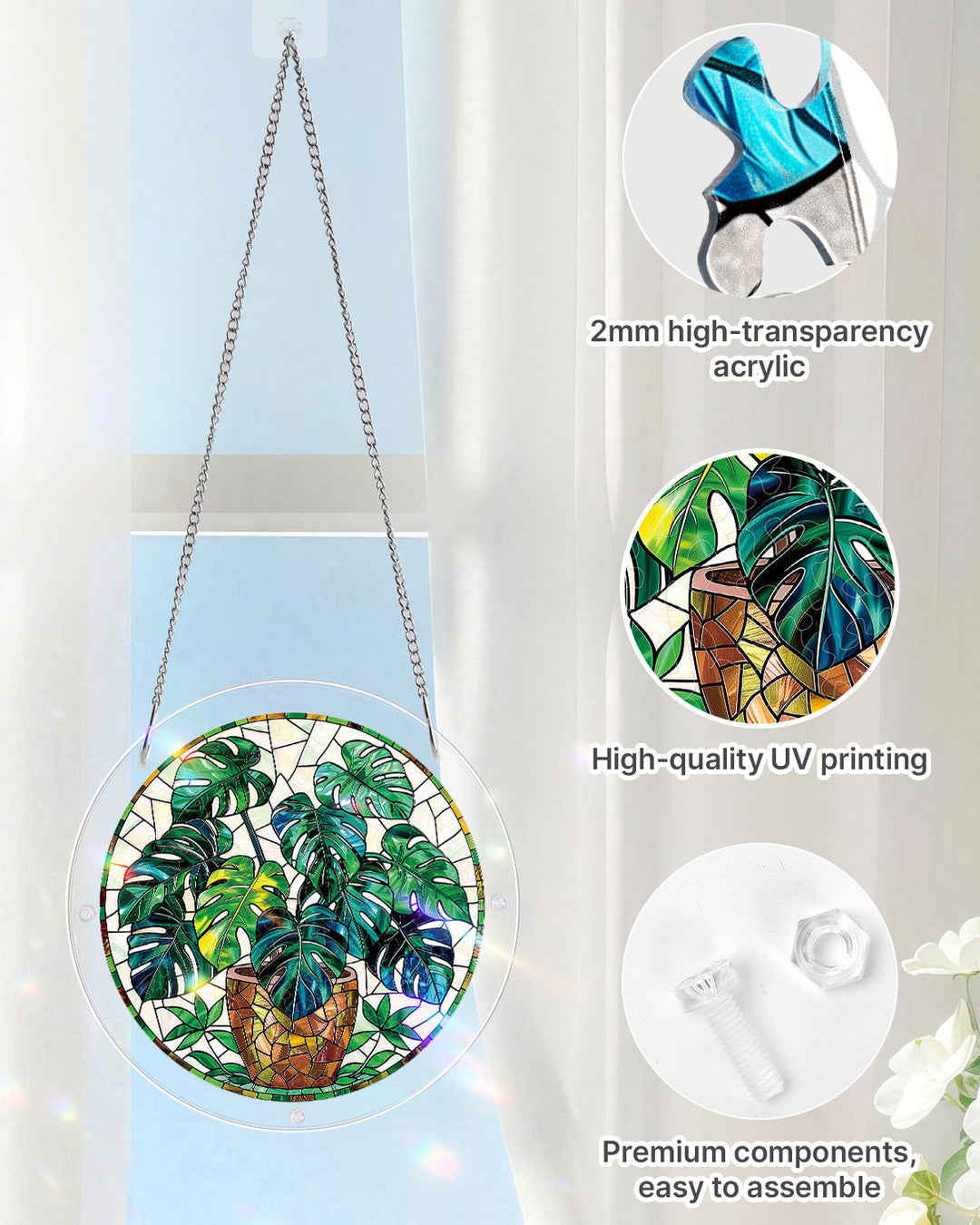 Monstera Greenery Light Suncatcher-Acrylic Window Art