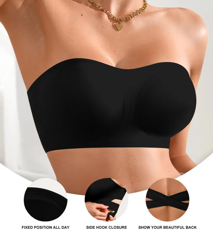 Non-Slip Crossover Side Hook Bandeau Bra