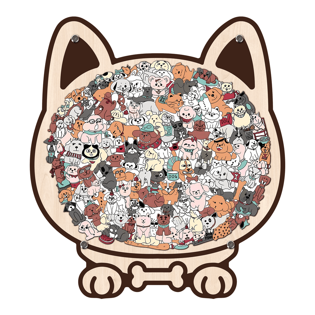 Morandi-Colored Cat/Dog Shaped Wooden Jigsaw Puzzle