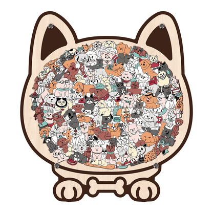 Morandi-Colored Cat/Dog Shaped Wooden Jigsaw Puzzle