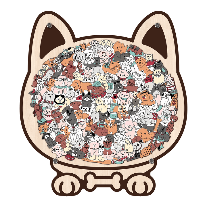 Morandi-Colored Cat/Dog Shaped Wooden Jigsaw Puzzle