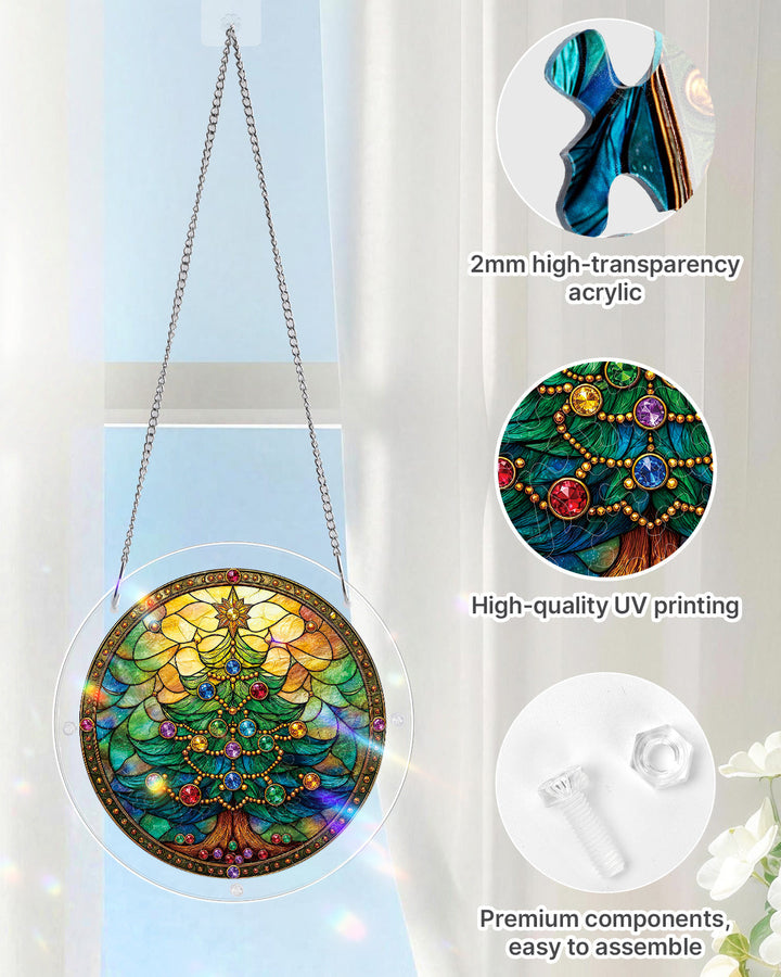 Jeweled Christmas Tree Light Suncatcher-Acrylic Window Art