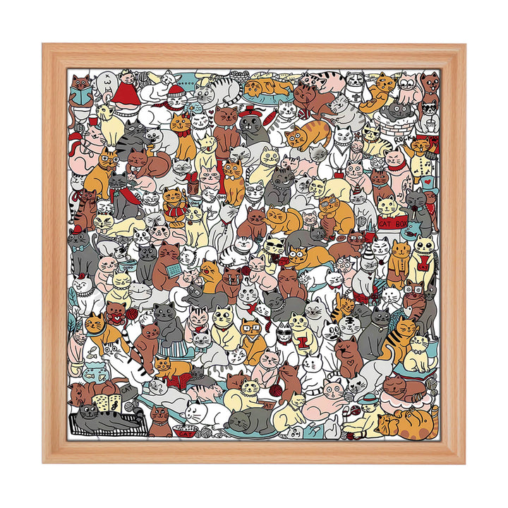 175 Pcs Morandi-Colored Cute Cat Shaped Square Wooden Jigsaw Puzzle