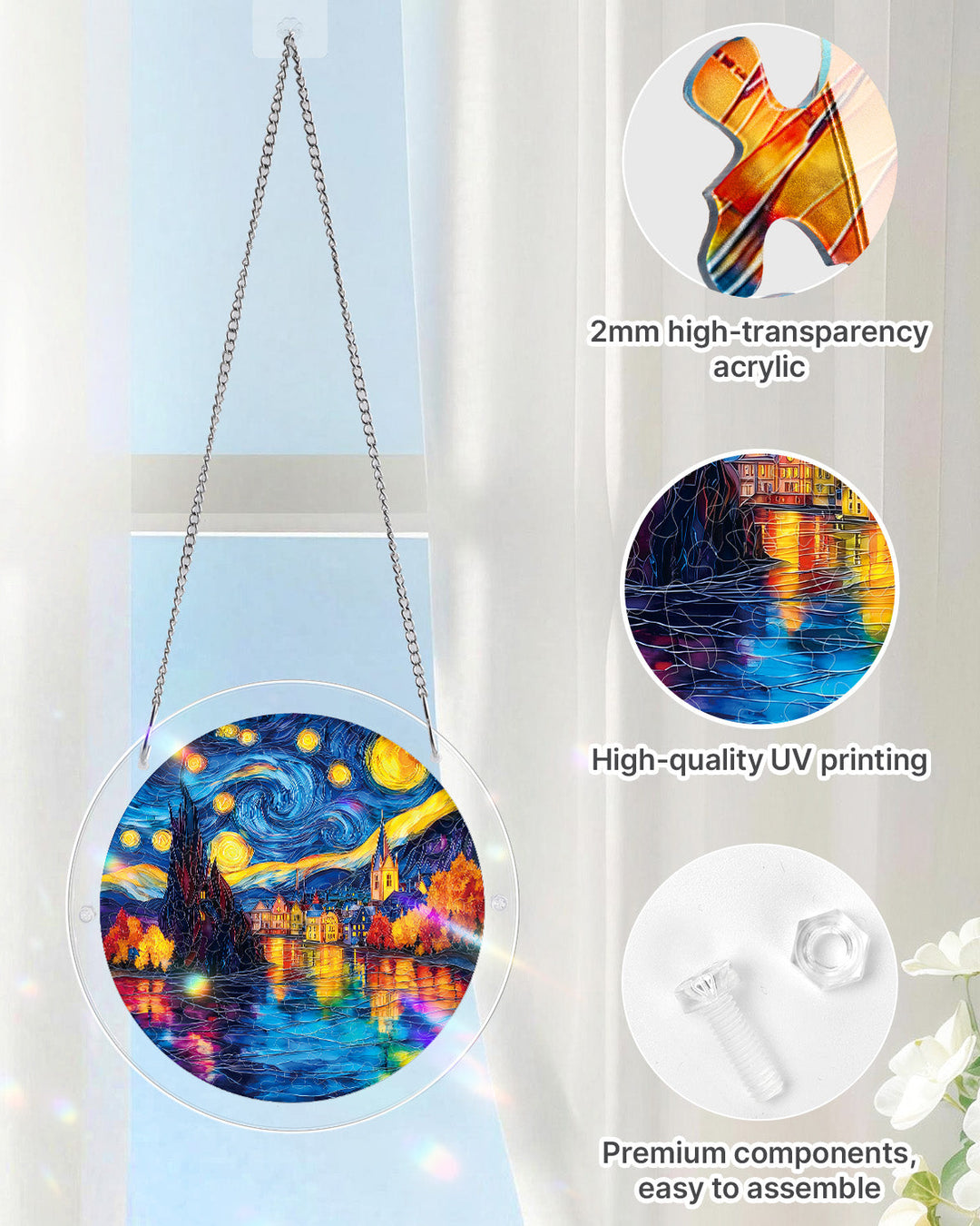 Starlit Village Light Suncatcher-Acrylic Window Art