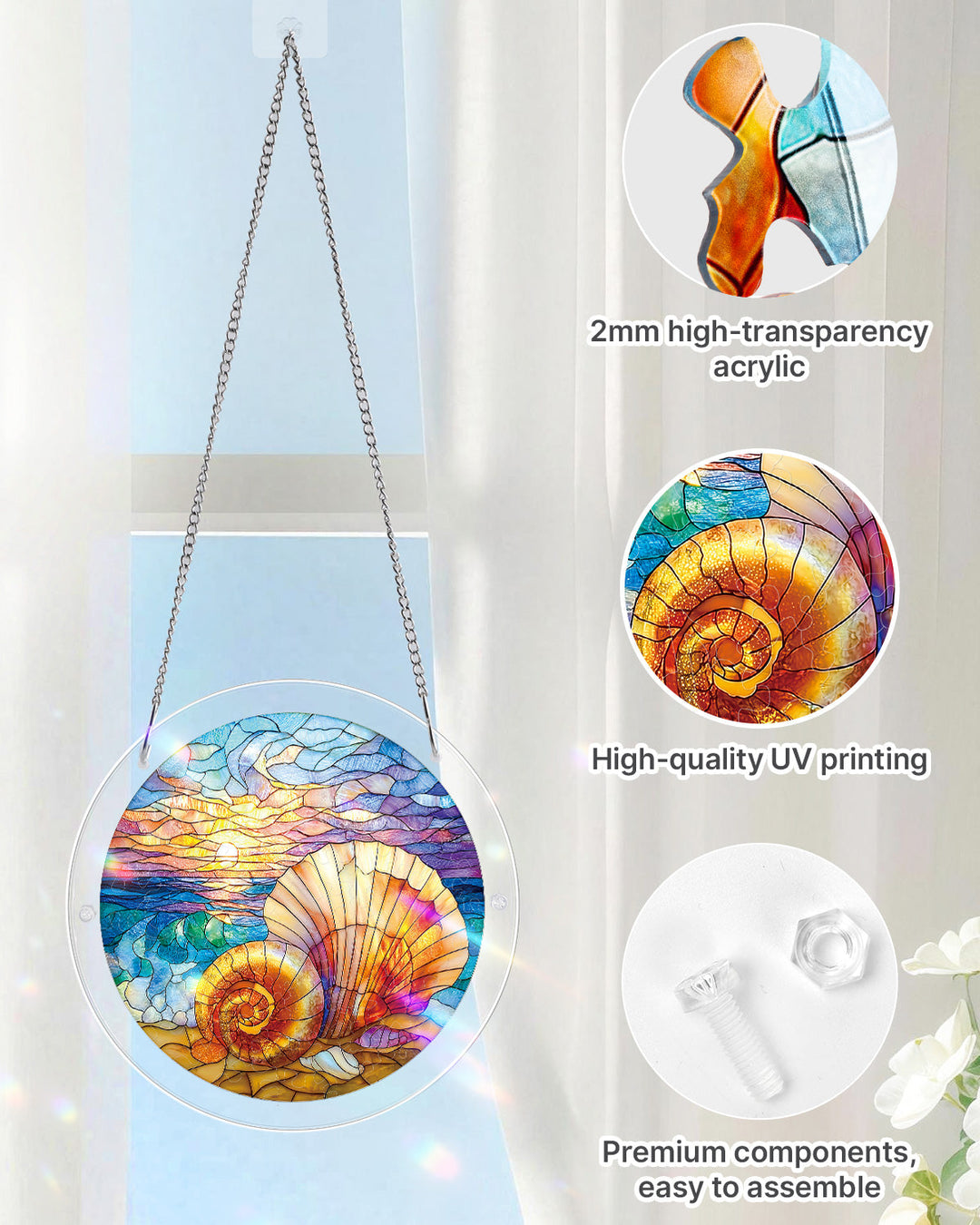 Ocean Echo Shell Light Suncatcher-Acrylic Window Art