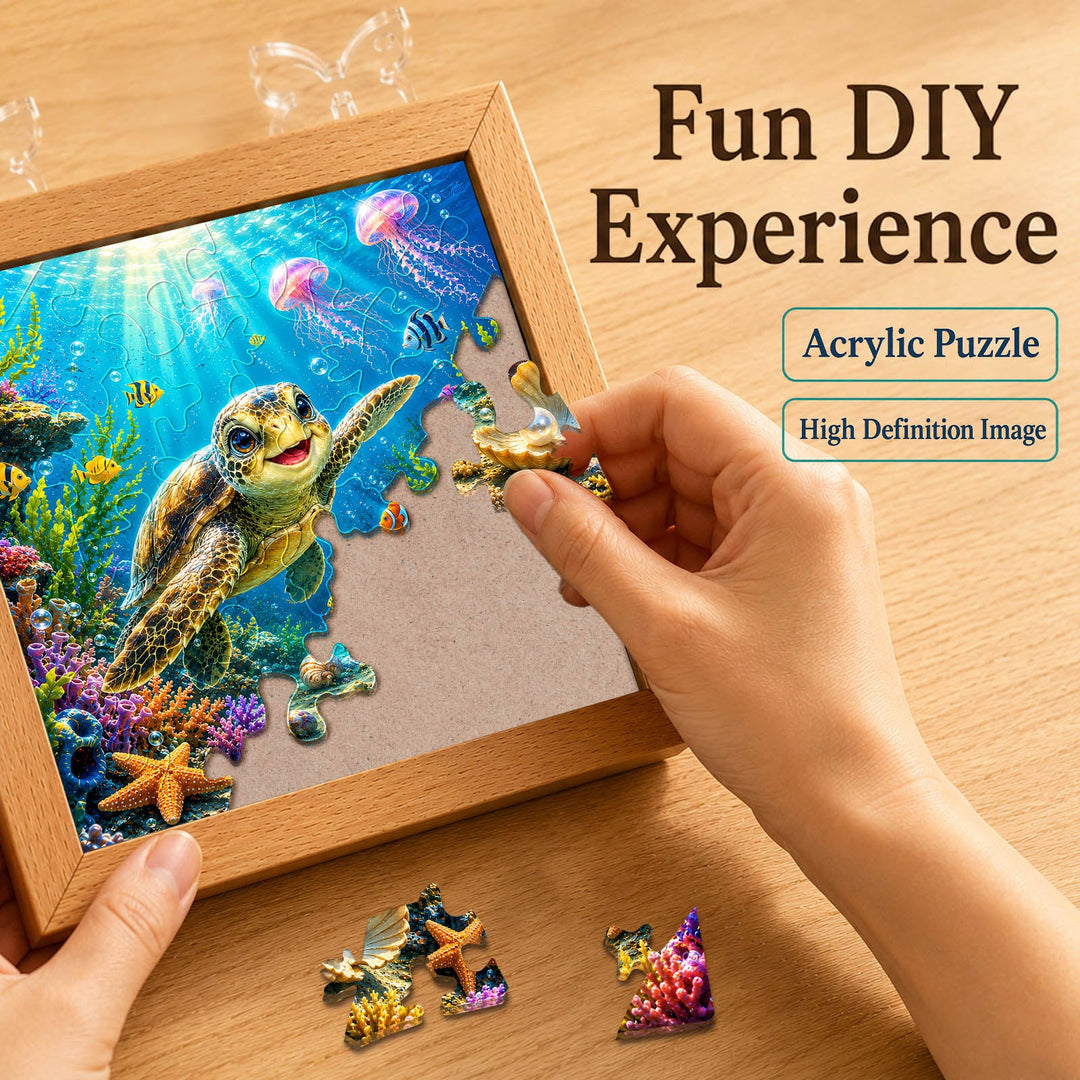 Acrylic Puzzle Night Light - Coral Sea Turtle