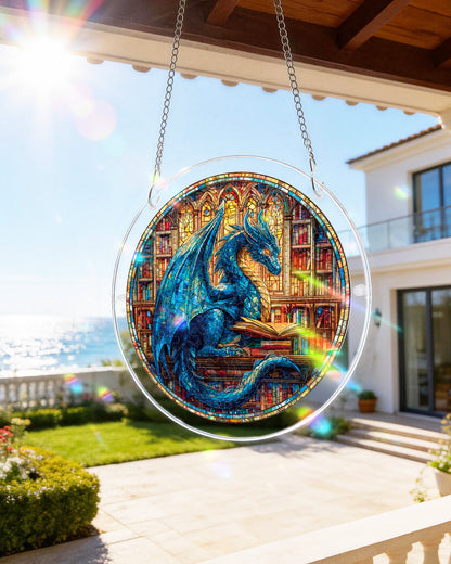 The Blue Dragon Library Light Suncatcher-Acrylic Window Art