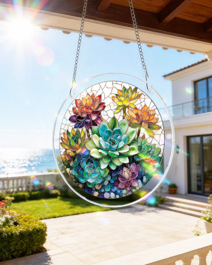 Dreamy Succulent Garden Light Suncatcher-Acrylic Window Art