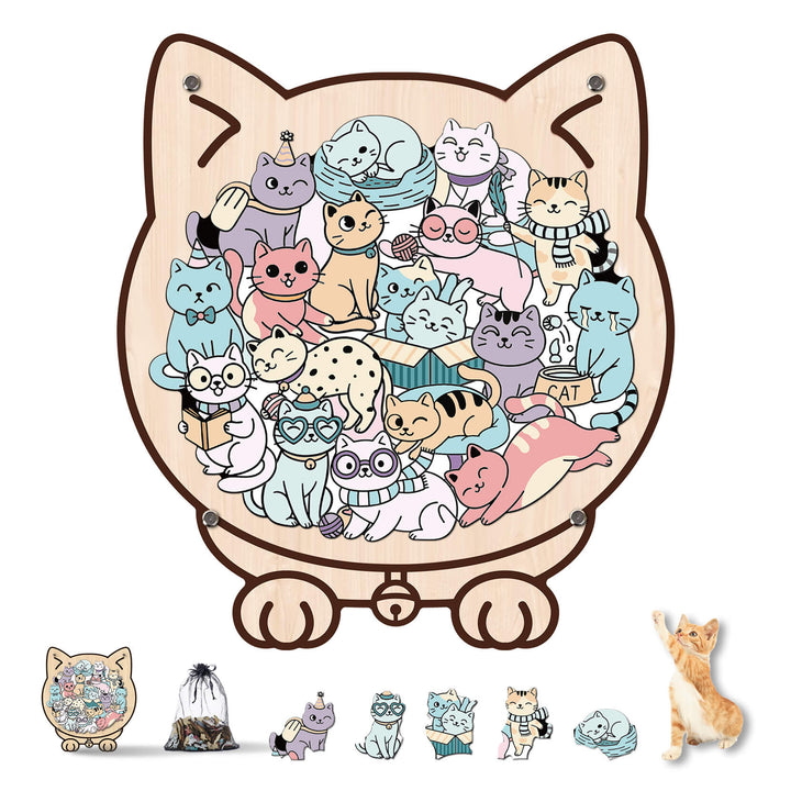 Cute Cat Shaped Wooden Puzzle for Baby