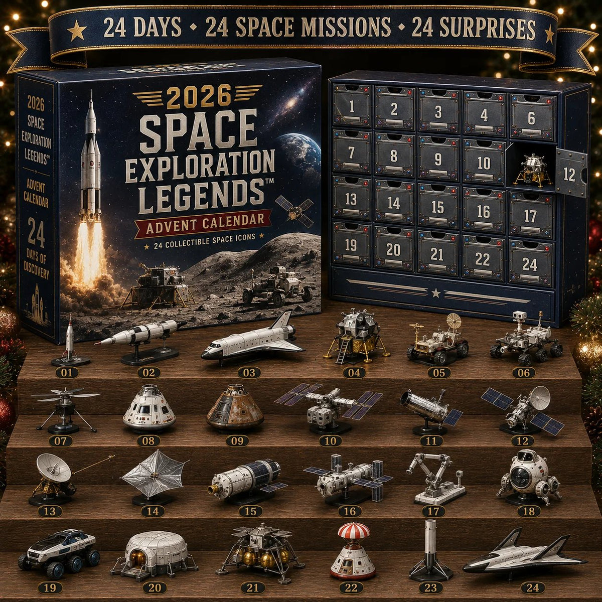 2026 Space Exploration Legends Advent Calendar – 24 Days of 2D Space Missions, 24 Collectible Surprises
