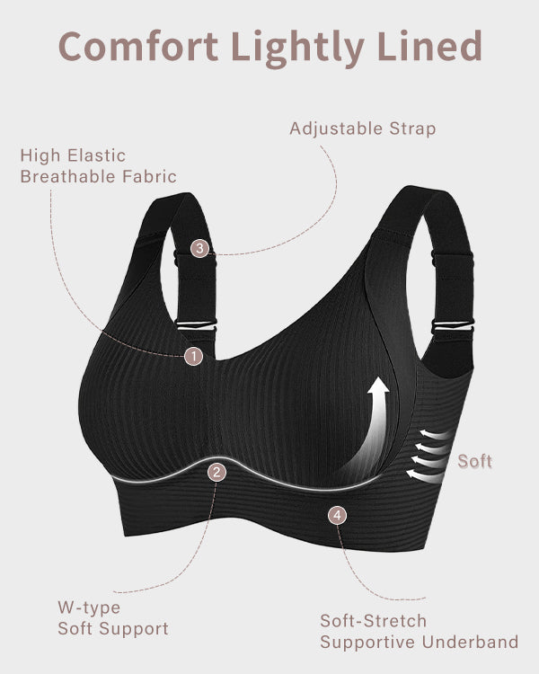 ️Women's Ribbed Push Up Adjustable Wireless Bra