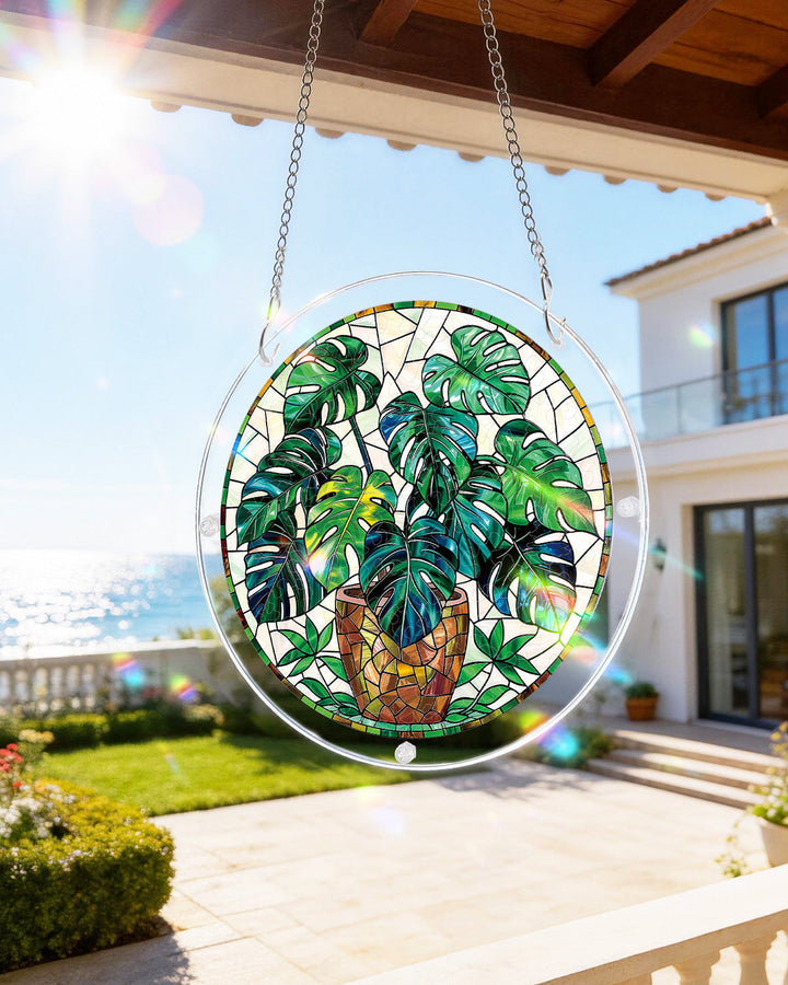 Monstera Greenery Light Suncatcher-Acrylic Window Art