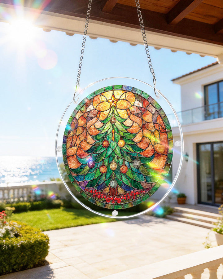 Christmas Glow Tree Light Suncatcher-Acrylic Window Art