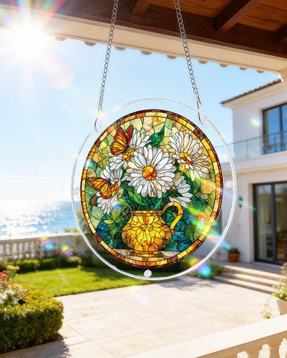 Daisy Butterfly Garden Light Suncatcher-Acrylic Window Art