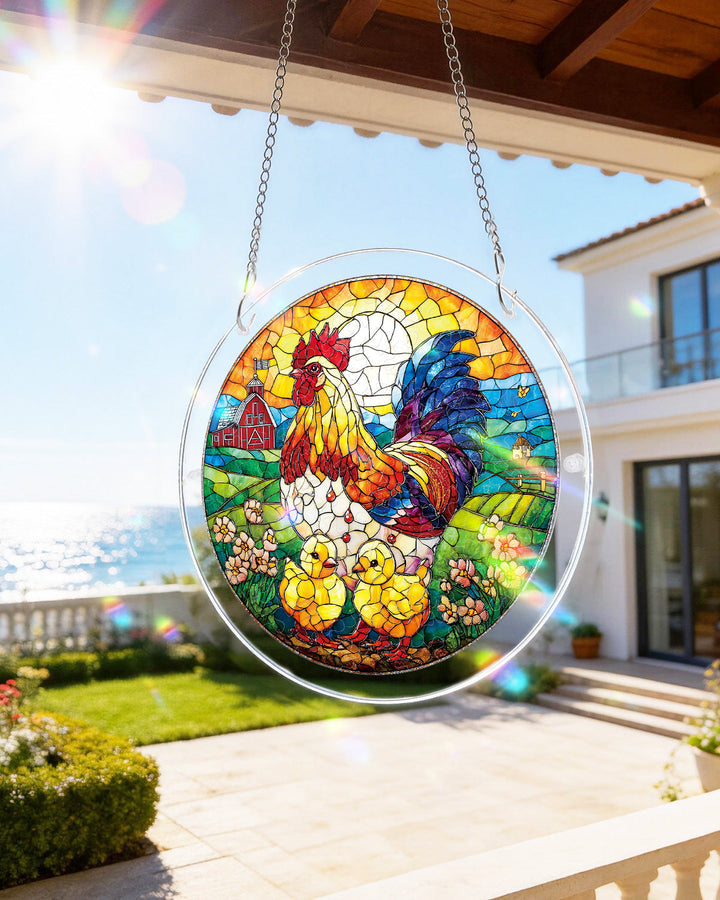 Acrylic Jigsaw Puzzle Suncatcher - Golden Dawn Rooster