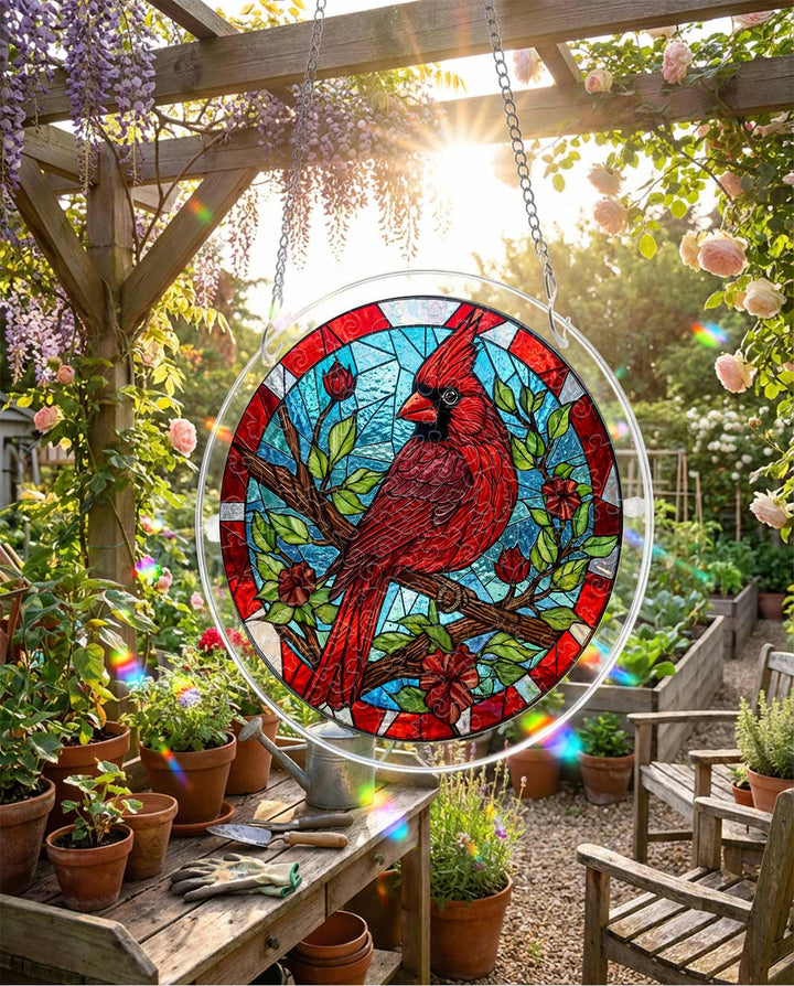 Acrylic Jigsaw Puzzle Suncatcher - Muted Cardinal