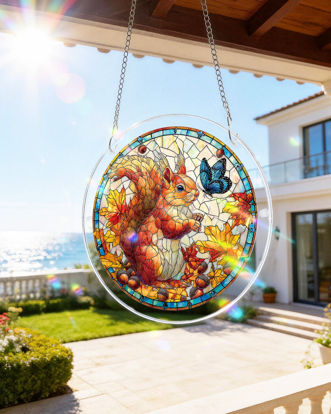 Acorn Squirrel Light Suncatcher-Acrylic Window Art