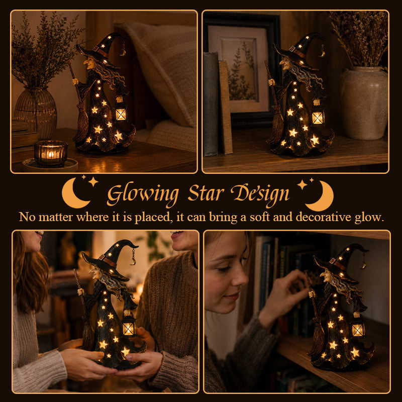 🧙Starlight Witch Night Light Figurine✨ | Halloween Witch Ornament with Warm LED Lights🌙
