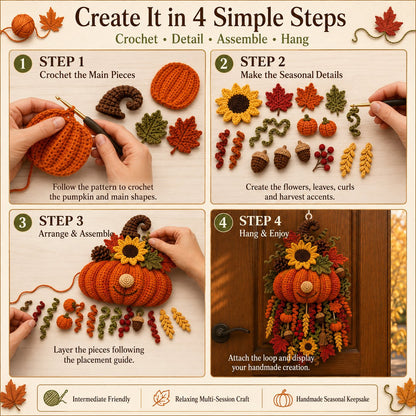 🧶DIY Seasonal 3D Crochet Door Hanger Kit Collection | Coordinated Yarn, Filling, Accessories & Step-by-Step Instructions Included 💕