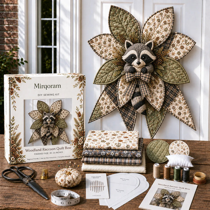 Raccoon - Handmade Quilted Door Bow DIY Sewing Kit