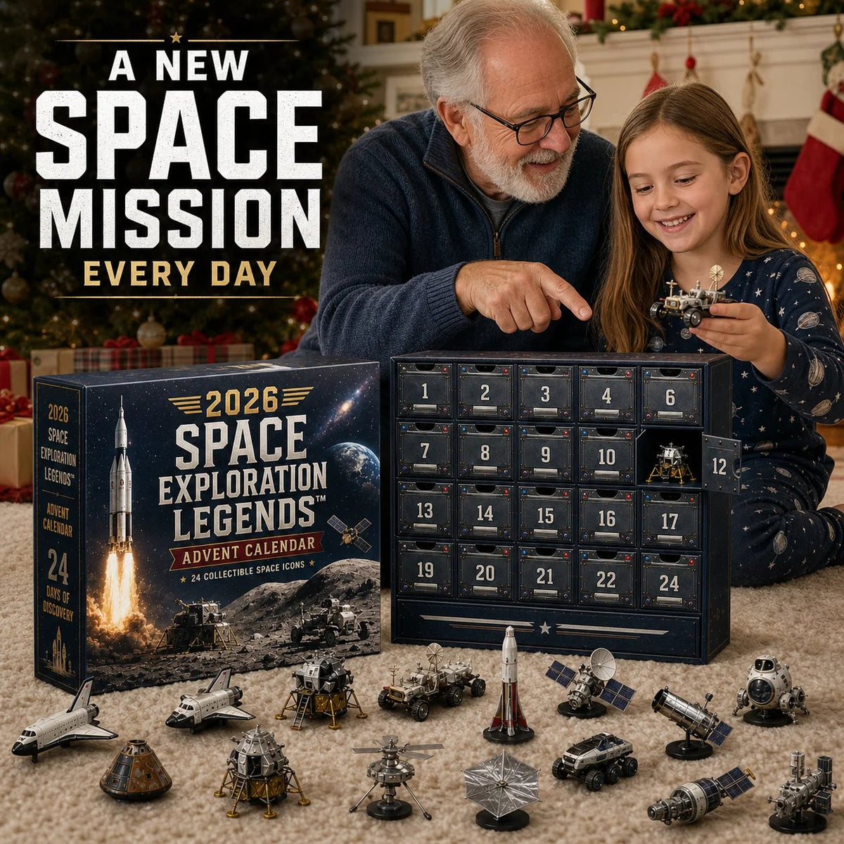 2026 Space Exploration Legends Advent Calendar – 24 Days of 2D Space Missions, 24 Collectible Surprises