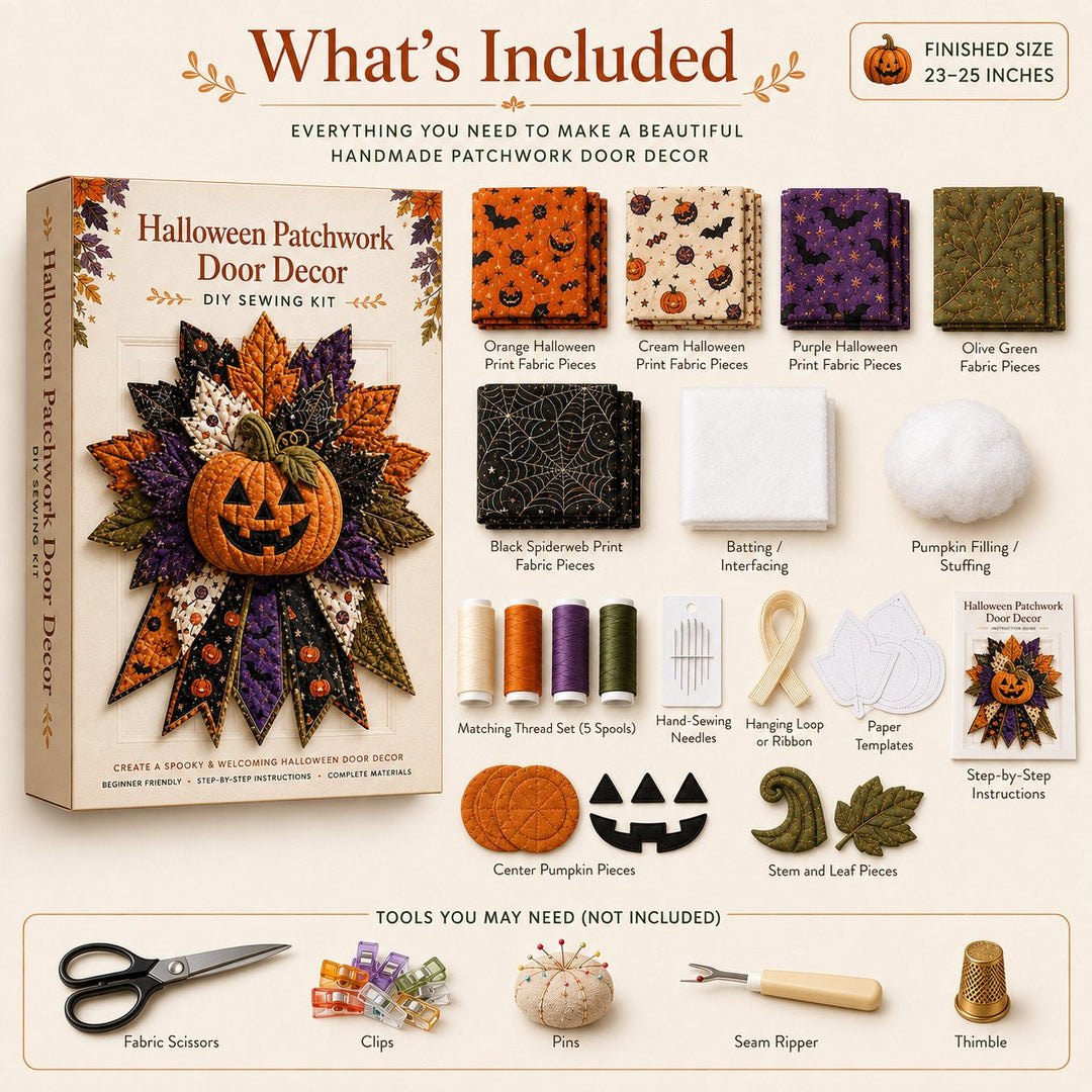 Jack-O’-Lantern Harvest - Halloween Handmade Door Bow DIY Sewing Kit