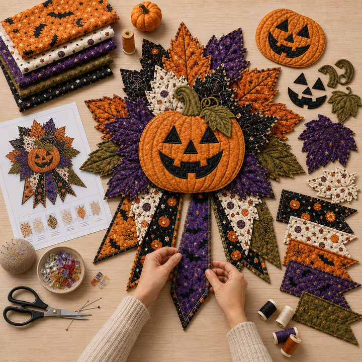 Jack-O’-Lantern Harvest - Halloween Handmade Door Bow DIY Sewing Kit