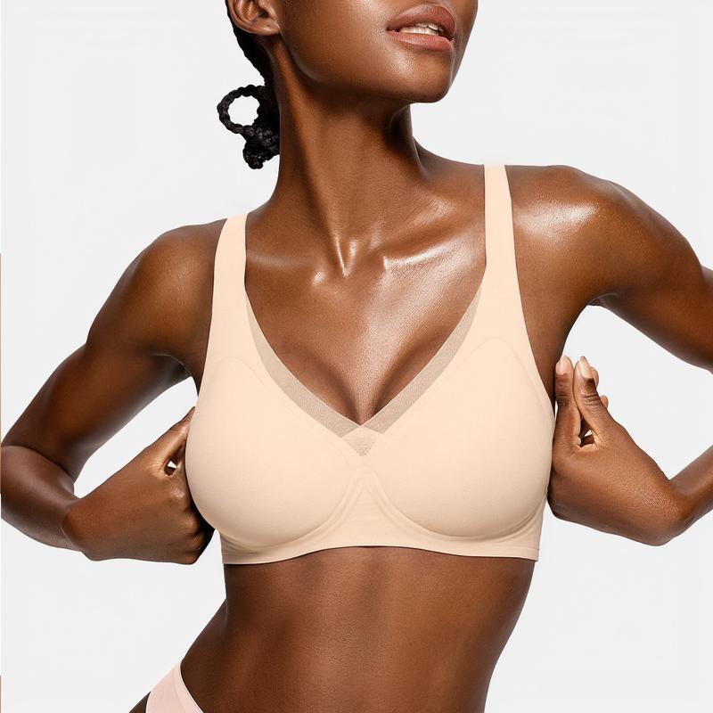 Deep V-Mesh Wireless Seamless Women's Bra