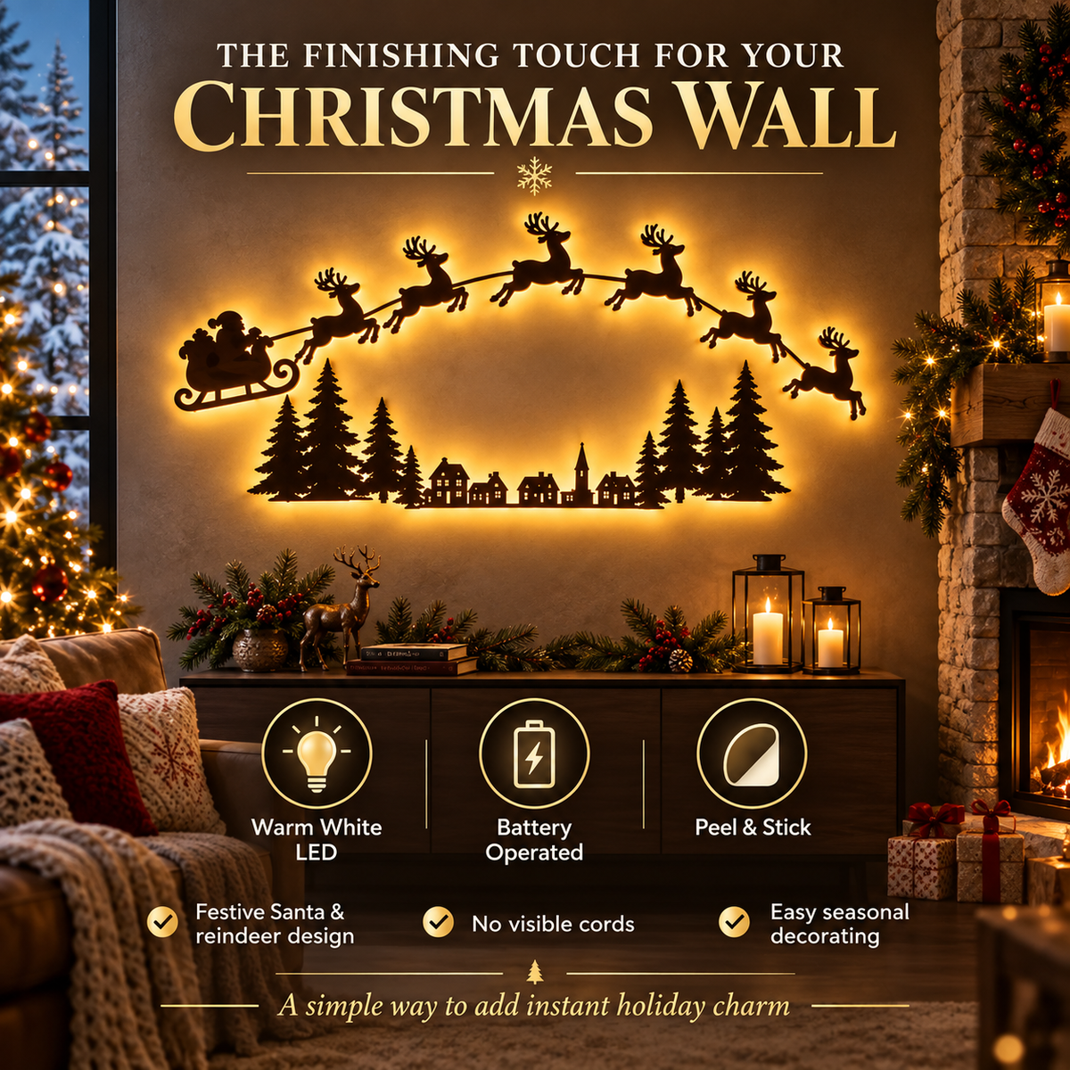 Hot sales🔥LED Santa & Reindeer Christmas Wall Decor