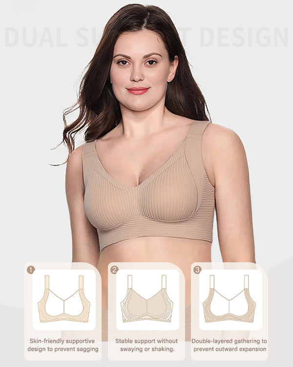 ️Women's Ribbed Push Up Adjustable Wireless Bra