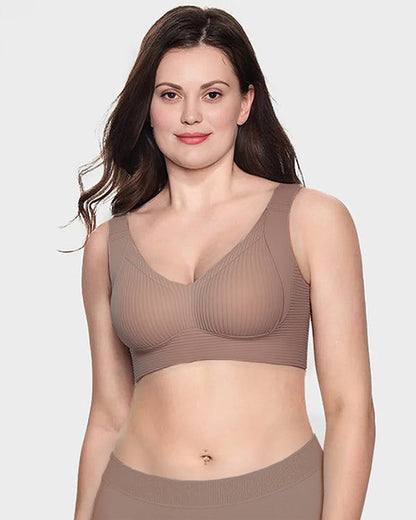 ️Women's Ribbed Push Up Adjustable Wireless Bra