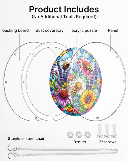 Bee Garden Bloom Light Suncatcher-Acrylic Window Art