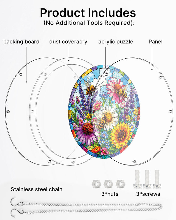 Bee Garden Bloom Light Suncatcher-Acrylic Window Art