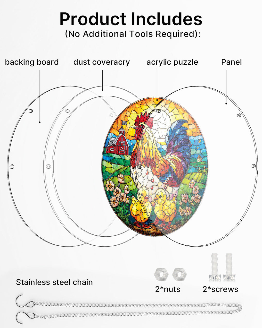 Acrylic Jigsaw Puzzle Suncatcher - Golden Dawn Rooster