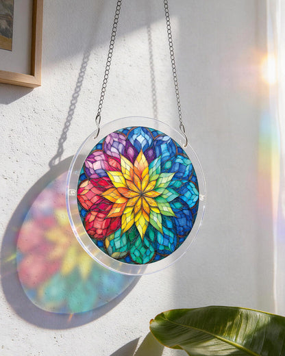 Radiant Flower Wheel Light Suncatcher-Acrylic Window Art