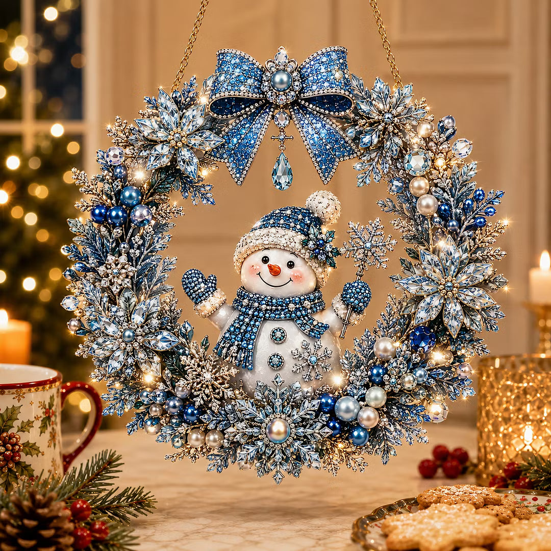 DIY Xmas Pearl Art Diamond Painting Acrylic Wreath Pendant