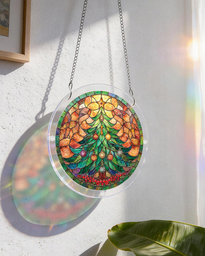 Christmas Glow Tree Light Suncatcher-Acrylic Window Art