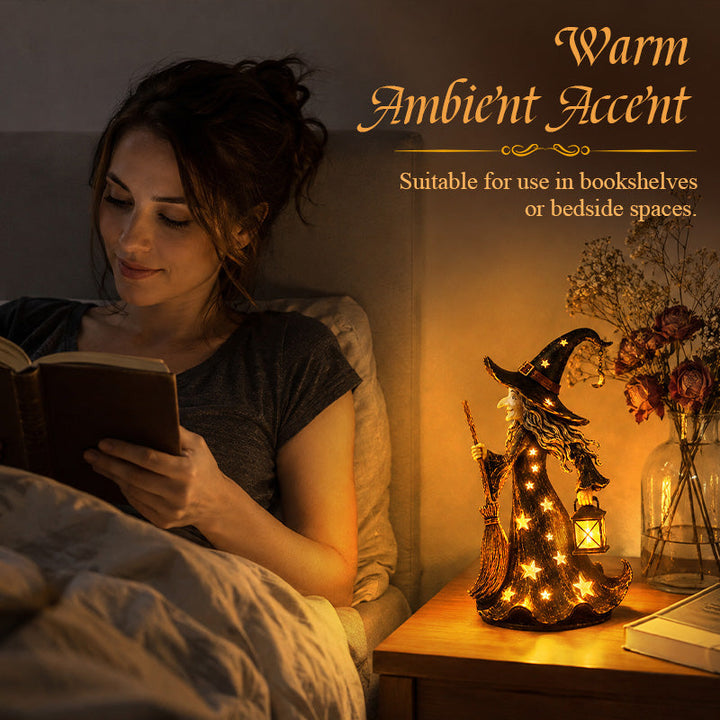 🧙Starlight Witch Night Light Figurine✨ | Halloween Witch Ornament with Warm LED Lights🌙