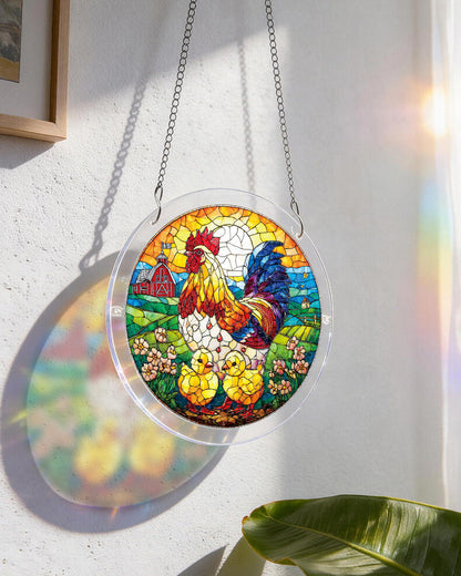 Acrylic Jigsaw Puzzle Suncatcher - Golden Dawn Rooster