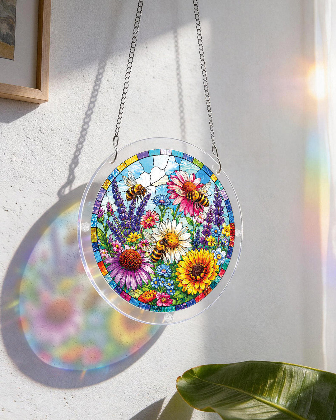 Bee Garden Bloom Light Suncatcher-Acrylic Window Art