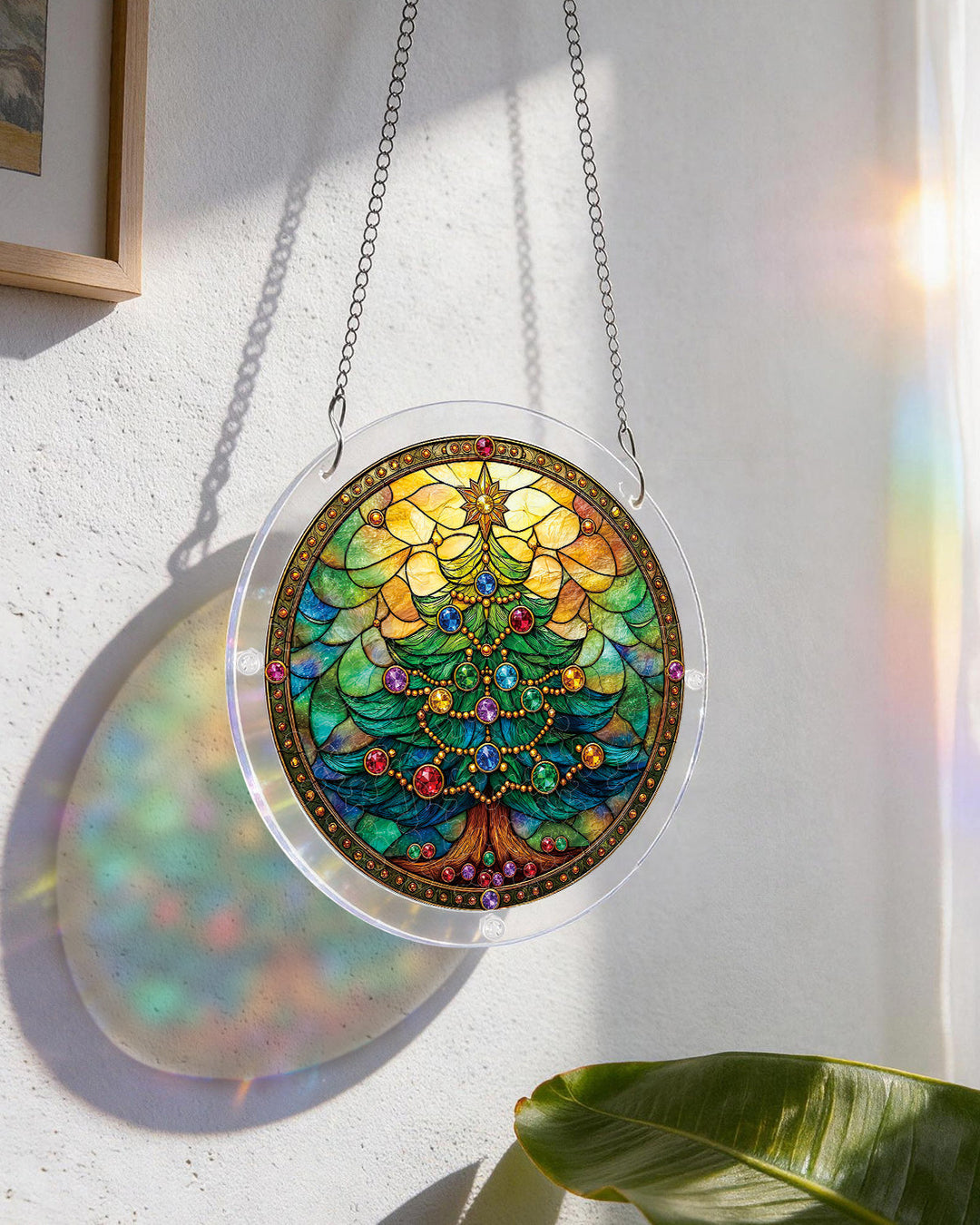 Jeweled Christmas Tree Light Suncatcher-Acrylic Window Art